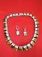 Vintage Taxco Mexico Sterling Eagle Mark Tigers Eye Collar Necklace & Earrings