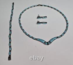 Vintage Taxco Mexico Sterling Silver 950 Necklace, Bracelet, Earrings Set