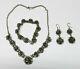 Vintage Taxco Mexico Sterling Silver Roses Set Necklace, Earrings & Bracelet