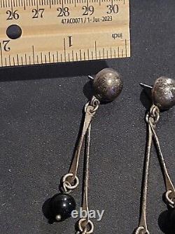 Vintage Taxco Sterling Silver Ball Drop Earrings Large Earrings