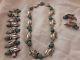 Vintage Taxco Sterling Silver Turquoise Cabachon Necklace Bracelet Earrings Set