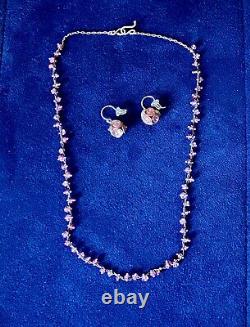 Vintage Ten Thousand Things Sterling Silver Rose Quartz bead Necklace & earrings