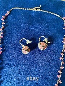 Vintage Ten Thousand Things Sterling Silver Rose Quartz bead Necklace & earrings