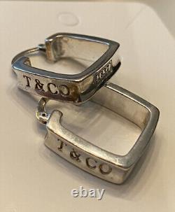 Vintage Tiffany & Co 1837 Sterling Silver Square Hoop Earrings