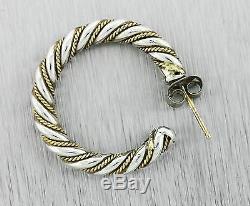 Vintage Tiffany & Co. 18K Yellow Gold Sterling Silver Twisted Hoop Earrings