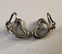 Vintage Tiffany & Co Elsa Peretti 925 Sterling Silver Open Heart Clip Earrings