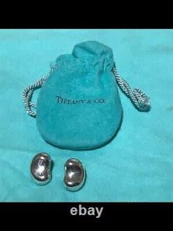 Vintage Tiffany & Co. Elsa Peretti Sterling Silver Large Bean Clip On Earrings