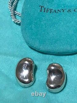 Vintage Tiffany & Co. Elsa Peretti Sterling Silver Large Bean Clip On Earrings