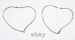 Vintage Tiffany & Co Elsa Peretti Sterling Silver Large Open Heart Hoop Earrings