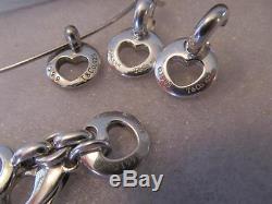 Vintage Tiffany & Co. Open Heart Link Sterling Silver Necklace, Bracelet, Earrings