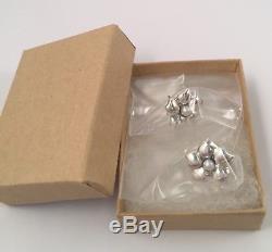 Vintage Tiffany & Co Pearl Flower Stud Sterling Silver Earrings