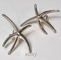 Vintage Tiffany & Co. Sterling Silver & 18k Gold Starfish Earrings Stud + Omega