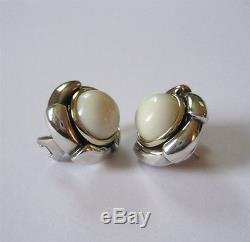 Vintage Tiffany & Co Sterling Silver 18k Yellow Gold Coral Earrings Estate