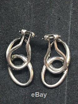 Vintage Tiffany Co Sterling Silver Elsa Peretti Interlocking Ovals Earrings