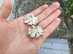Vintage Tiffany & Co Sterling Silver Flower Earrings, 1960's Excellent