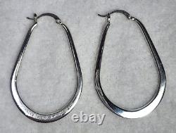 Vintage Tiffany & Co Sterling Silver Hoop Earrings Snap Closure Spain