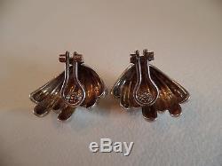 Vintage Tiffany & Co. Sterling Silver Italy Shell Wave Cuff Earrings 925