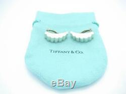 Vintage Tiffany & Co. Sterling Silver Ribbed Clip On Earrings Pouch