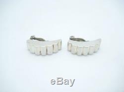 Vintage Tiffany & Co. Sterling Silver Ribbed Clip On Earrings Pouch