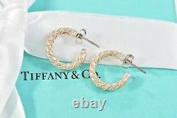 Vintage Tiffany & Co Yellow Gold Sterling Silver Twist Rope Hoop Earrings 20mm