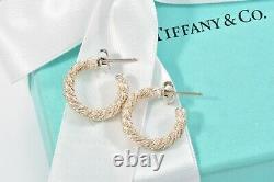 Vintage Tiffany & Co Yellow Gold Sterling Silver Twist Rope Hoop Earrings 20mm