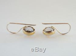 Vintage USSR Russian Sterling Silver 875 Woman's Earrings Rock Crystal Gemstone
