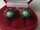Vintage Ussr Sterling Silver 875 Natural Turquoise Stone Fashion Womens Earrings