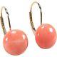 Vintage Victorian Orange Coral Dangle Earring 14k Yellow Gold Over Coral Earring