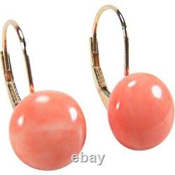 Vintage Victorian Orange Coral Dangle Earring 14k Yellow Gold Over Coral Earring