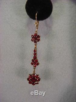 Vintage Victorian Rose Cut Garnet Necklace & Earring Set Gold WashOver Sterling