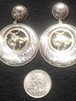Vintage Vogt Sterling Silver And 14k Gold Earrings