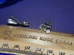 Vintage White Rhinestone 1 x 5/16 0.925 STERLING SILVER screw back Earrings