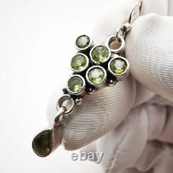 Vintage Women's Earrings, 925 Sterling Silver Green Grapes Jewelry, Chrysolite
