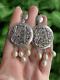 Vintage Women's Jewelry Earrings Mother Of Pearl Sterling Silver 800 Antique