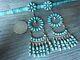 Vintage Zuni Chandelier Earrings With Sterling Silver And Turquoise Signed 3.75