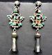 Vintage Zuni Knifewing Inlay And Sterling Squash Blossom Repurposed Earrings