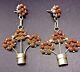 Vintage Zuni Sterling Silver Coral Petit Point Cluster Earrings Flower Basket