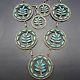 Vintage Zuni Sterling Silver & Turquoise Needlepoint Necklace & Earrings Set