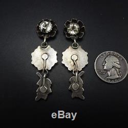 Vintage ZUNI Sterling Silver TURQUOISE Repurposed OLD Petit Poiint EARRINGS
