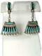 Vintage Zuni Sterling Silver Turquoise Petit Point Dangle Post Earrings
