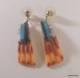Vintage Zuni Sterling Silver With Inlaid Turquoise Onyx & Mop On Conch Earrings