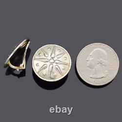 Vintage Zolotas 950 Sterling Silver Greek Vergina Sun Star Clip On Earrings