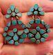 Vintage Zuni Dishta Turquoise Sterling Silver Earrings 1.5 Inches