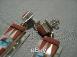 Vintage Zuni Native American Sterling Silver Edaakie Earrings