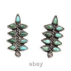 Vintage Zuni Petit Point Turquoise Sterling Silver Stud Earrings Native American