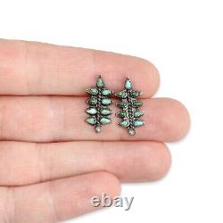 Vintage Zuni Petit Point Turquoise Sterling Silver Stud Earrings Native American