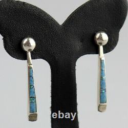 Vintage Zuni Reversible Opal Earrings Turquoise Tiger Eye Native American 2 in 1