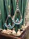 Vintage Zuni Sterling Dishta Earrings Excellent Hard To Find Rare Turquoise