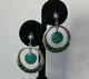 Vintage Zuni Sterling Silver & Morenci Turquoise Snake Eyes Dangle Earrings