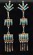 Vintage Zuni Sterling Silver Needlepoint Turquoise Long Earrings